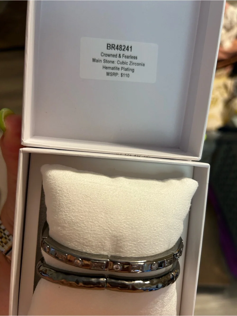 Bomb Party Gem Society Hematite Bracelet Set with Crystal Accents